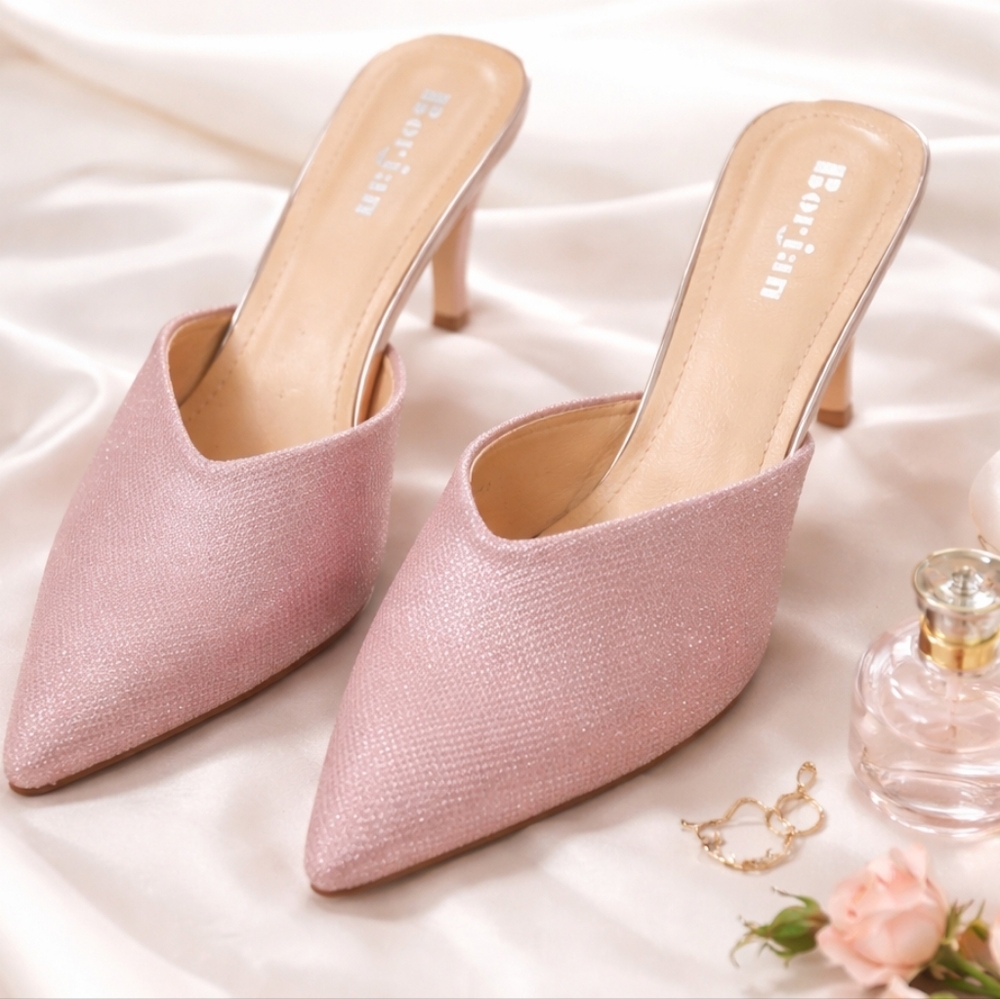 Pink Women's Heeled Mules